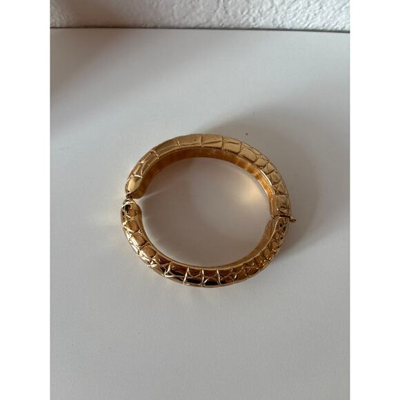 B57 Napier Bracelet Women Vintage Quilted Diamond Snakeskin Hinged Bangle - Picture 7 of 11